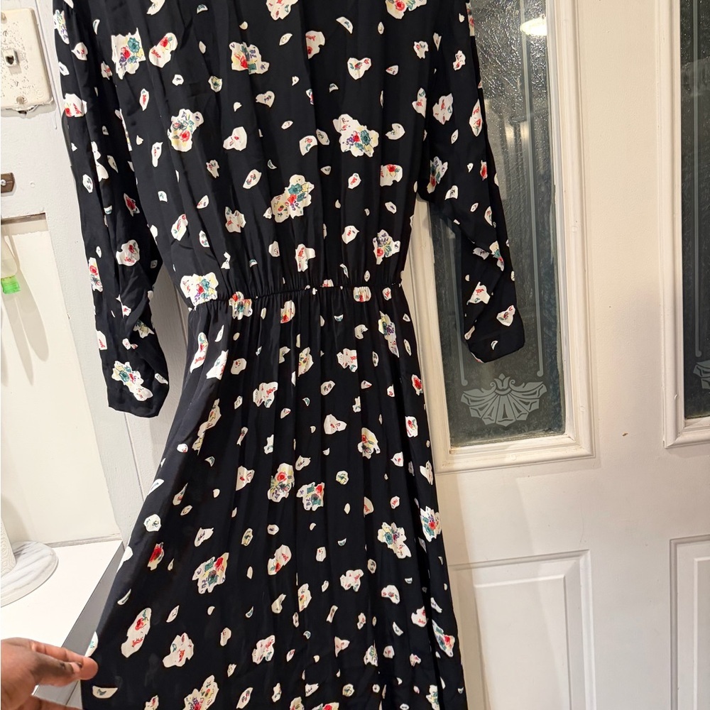 Wild Rose Black and White Floral Long Sleeve Dress